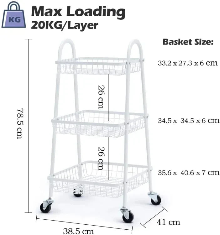 Tiny Rolling Kitchen Storage Organizer Trolley