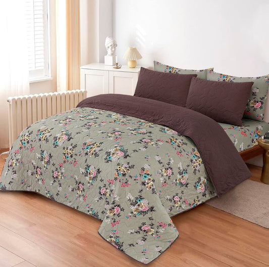 LUXURY PRINTED QUILTED COMFORTER SET - 6PC