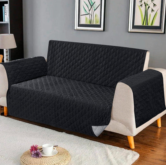 Quilted Sofa Cover ( Black)