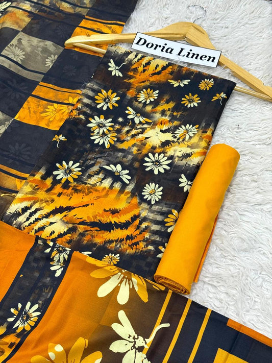Doria Linen Printed 3pc D-33