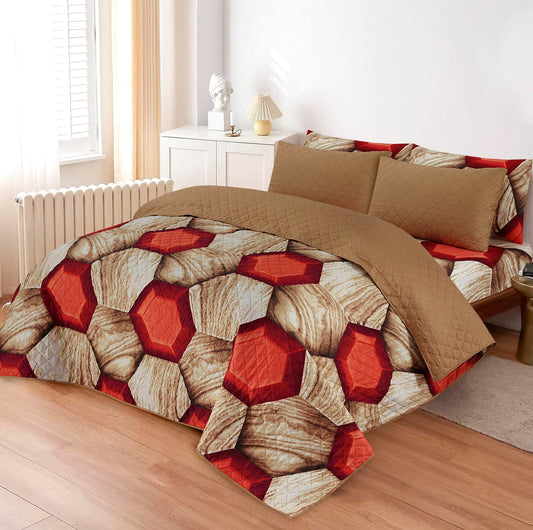 LUXURY PRINTED QUILTED COMFORTER SET - 6PC