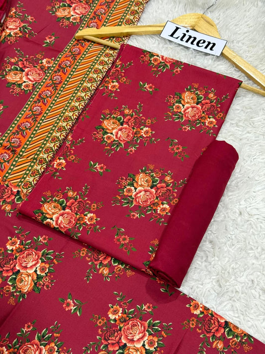Linen Printed 3pc D-56