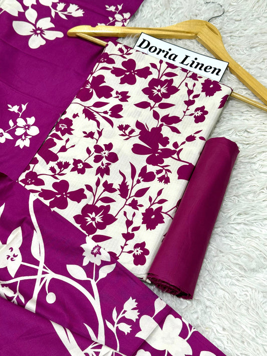 Doria Linen Printed 3pc D-31