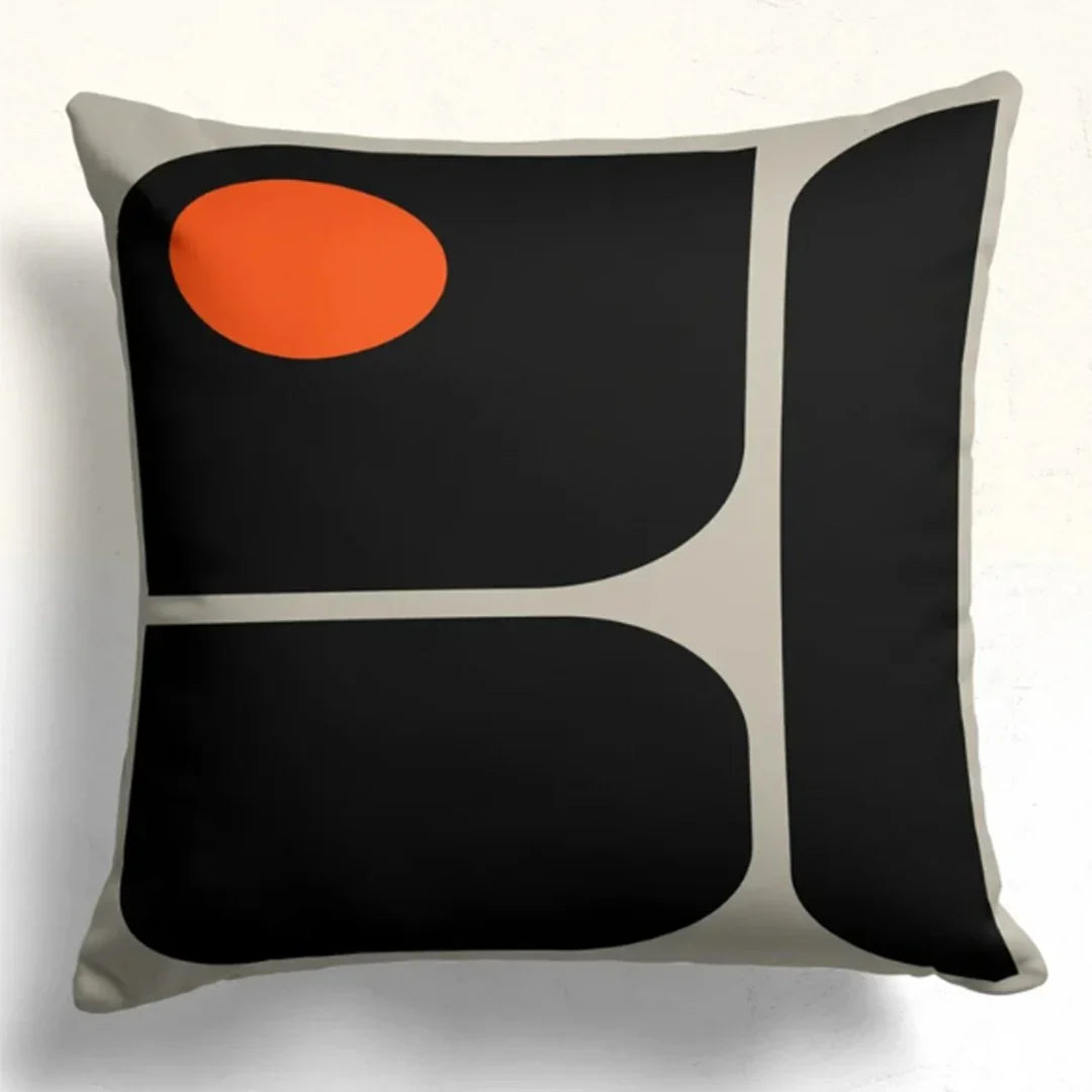 Retro Modern Orange and black Cushion Covers Pack of 4