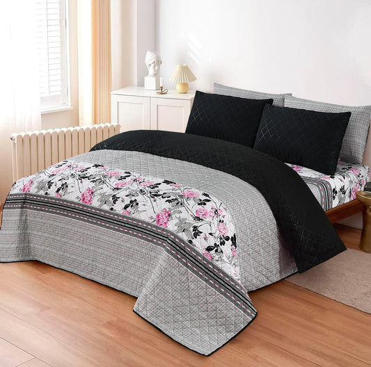 LUXURY PRINTED QUILTED COMFORTER SET - 6PC