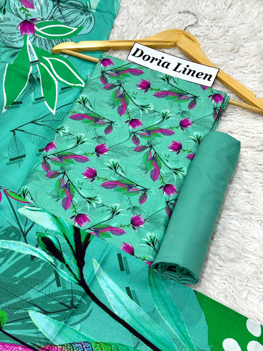 Doria Linen Printed 3pc D-29