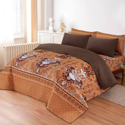 LUXURY PRINTED QUILTED COMFORTER SET - 6PC