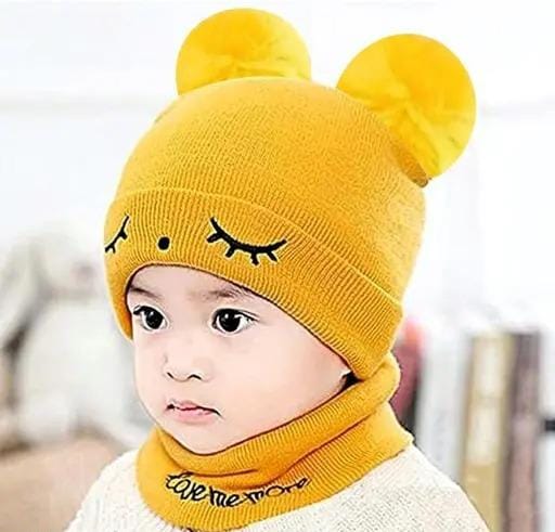 Kids Winter wool caps Yellow